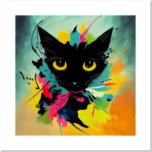 Abstract Cat Posters and Art